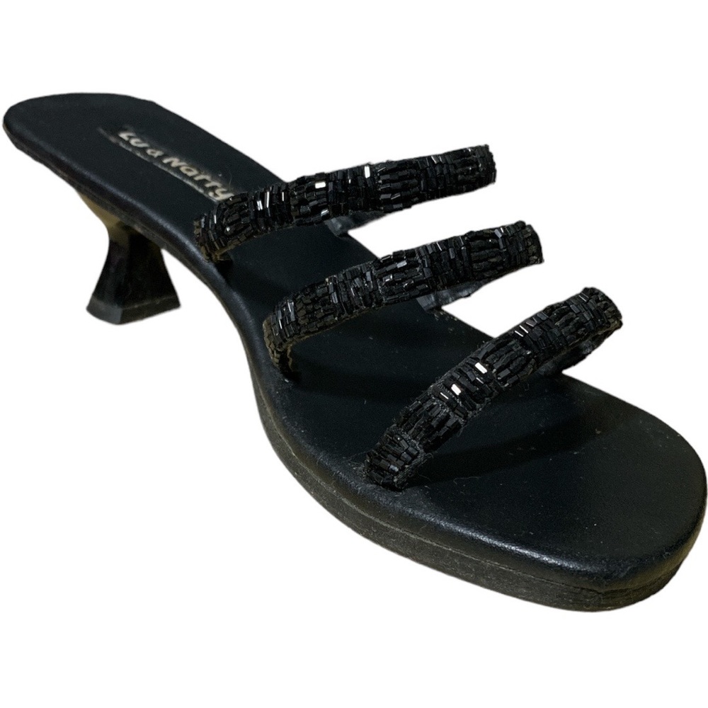 LU & Natty Black Embellished Beaded Sandals Size 9
